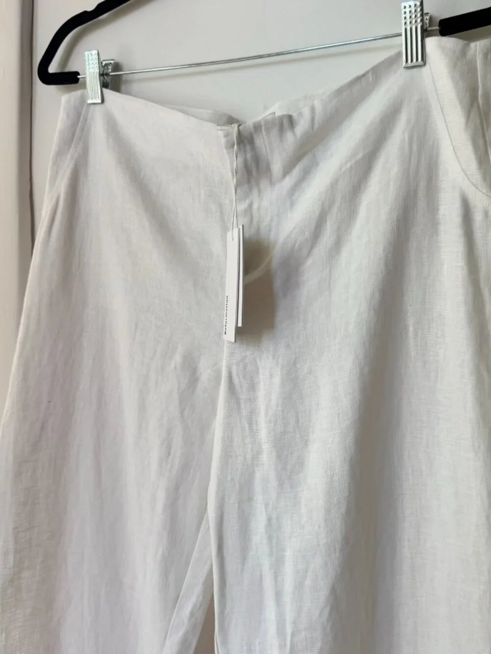 NWT Reformation Vida Linen Low Rise Pants White 10